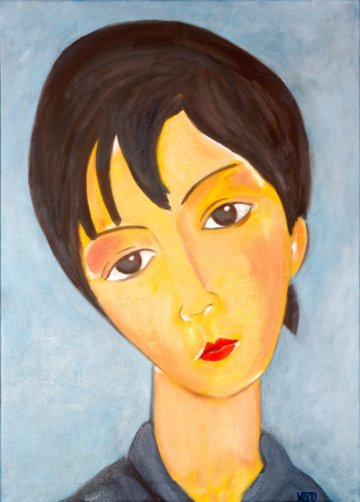 Détail : Portrait de Little girl in black de Modigliani - 2013